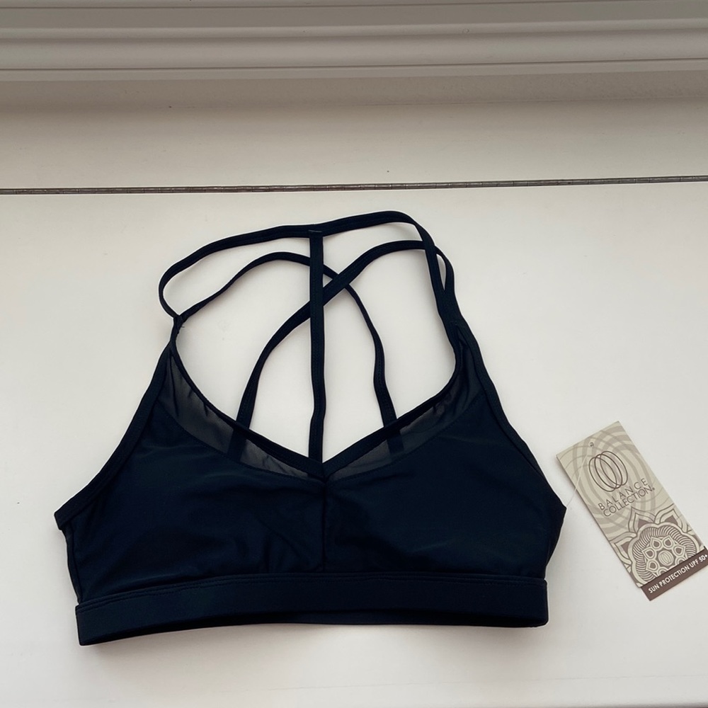 Balance Collection Black Criss Cross Strap Black Bikini Top
